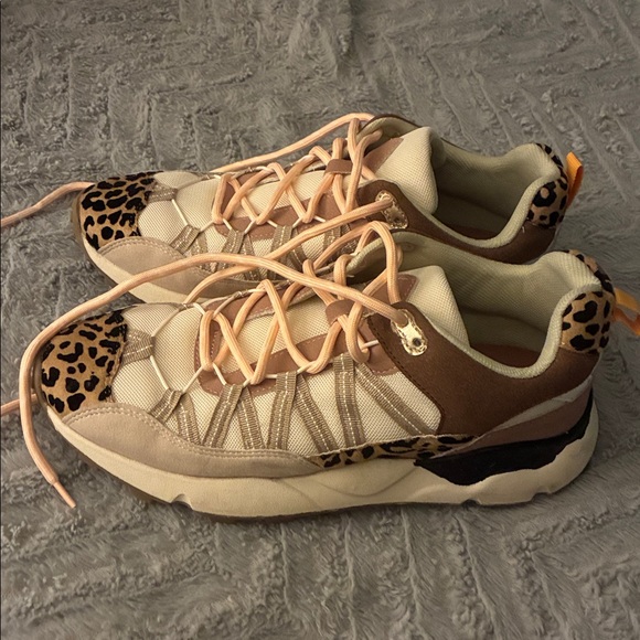 MIA Cream and Brown Leopard Sneakers - Picture 2 of 5